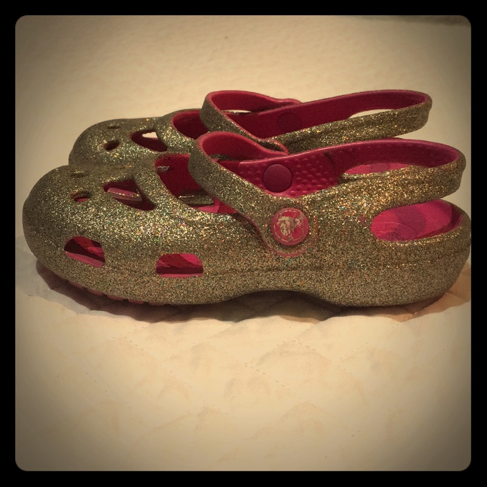 Gold Glitter Crocs